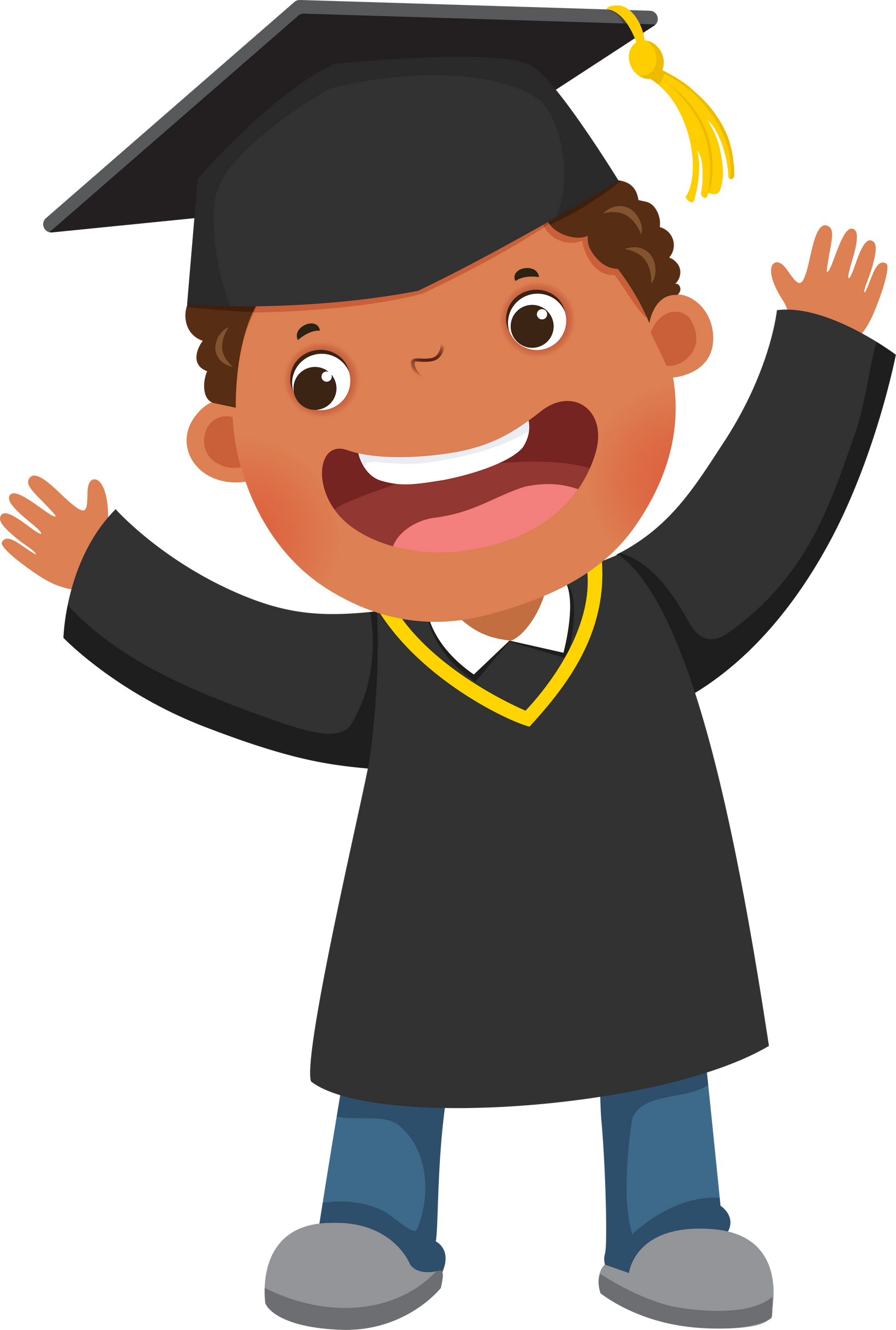 Cartoon boy in a graduation gown and mortar board 2