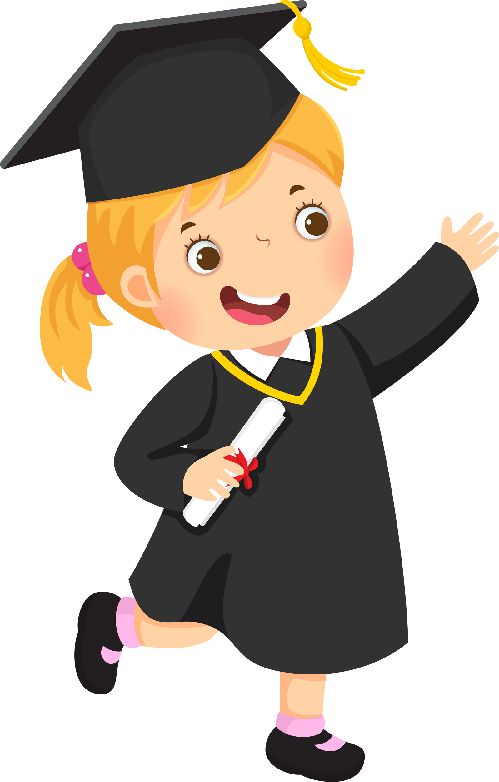 Cartoon girl in a graduation gown and mortar board 1