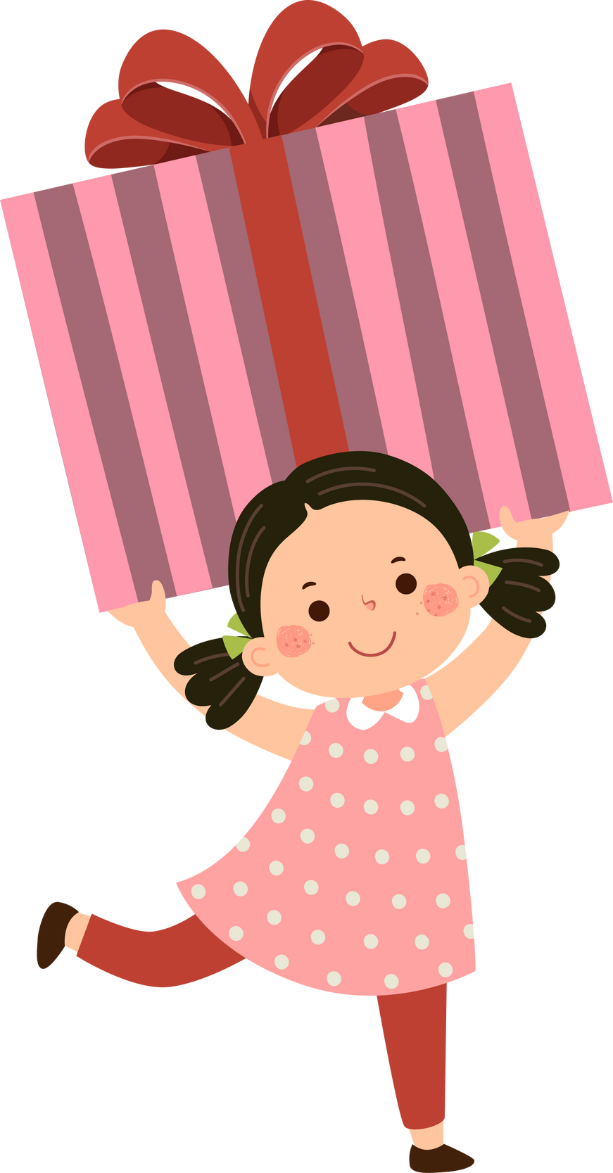 Girl Carrying a Big Gift