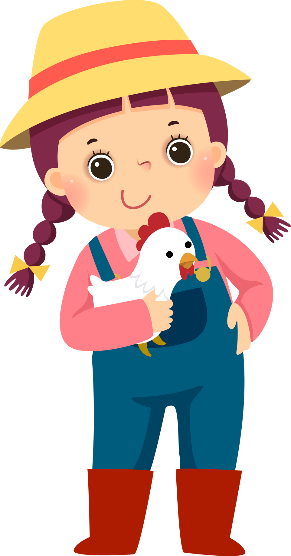 Kid farmer holding a chicken